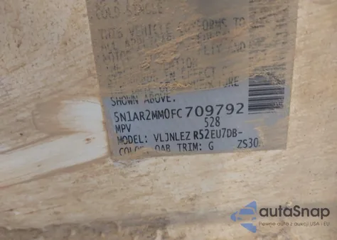 2015 Nissan Pathfinder Sv z USA, uszkodzony, nr VIN 5N1AR2MM0FC709792